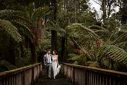 lyrebird falls luxe relaxed wedding forrest bridge bride and groom