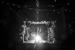 Traditional Luxe Wedding Quat Quatta bride + Groom black + white smoke + back flash night shot arbour festoon lights