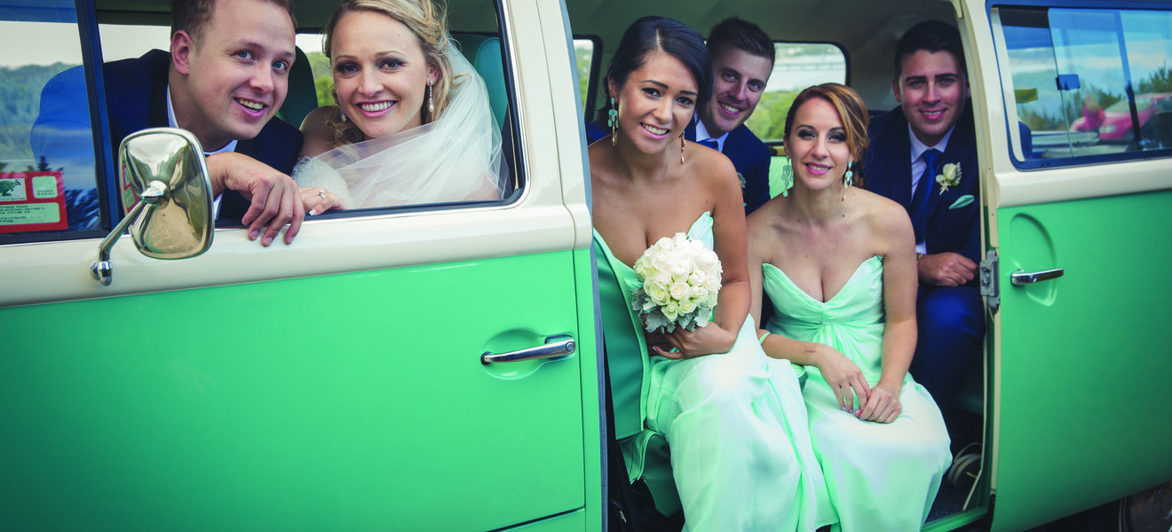 Alana and Daniel With Bridesmaid & Groomsmen at Mt Duneed Estate