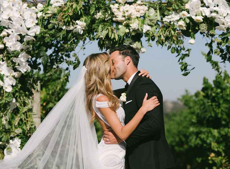 Couple's Kiss - Nadia and James Bartel Wedding at Baie Wines