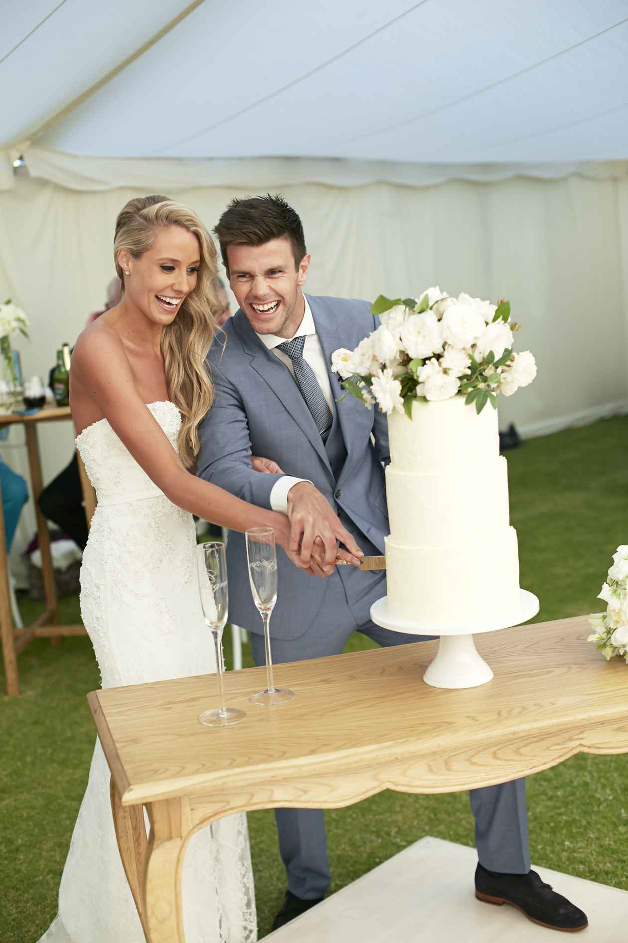 Cake Slicing Ceremony - Trent and Brooke's Wedding at Private Residence