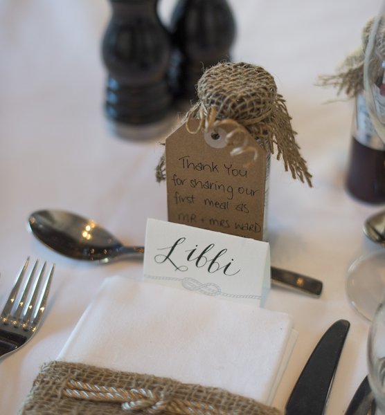 Table Setting at Abbey and James Wedding