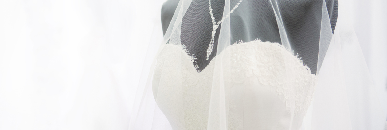 white dress and veil