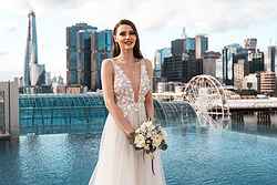 Sofitel Sydney Darling Harbour wedding bride by infinity pool